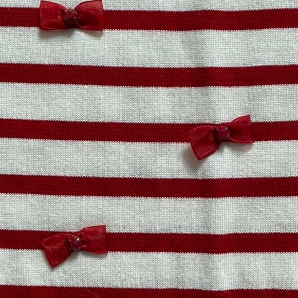 Talbots Striped Bow Sweater White Red Long Sleeve Size XS - Picture 7 of 10